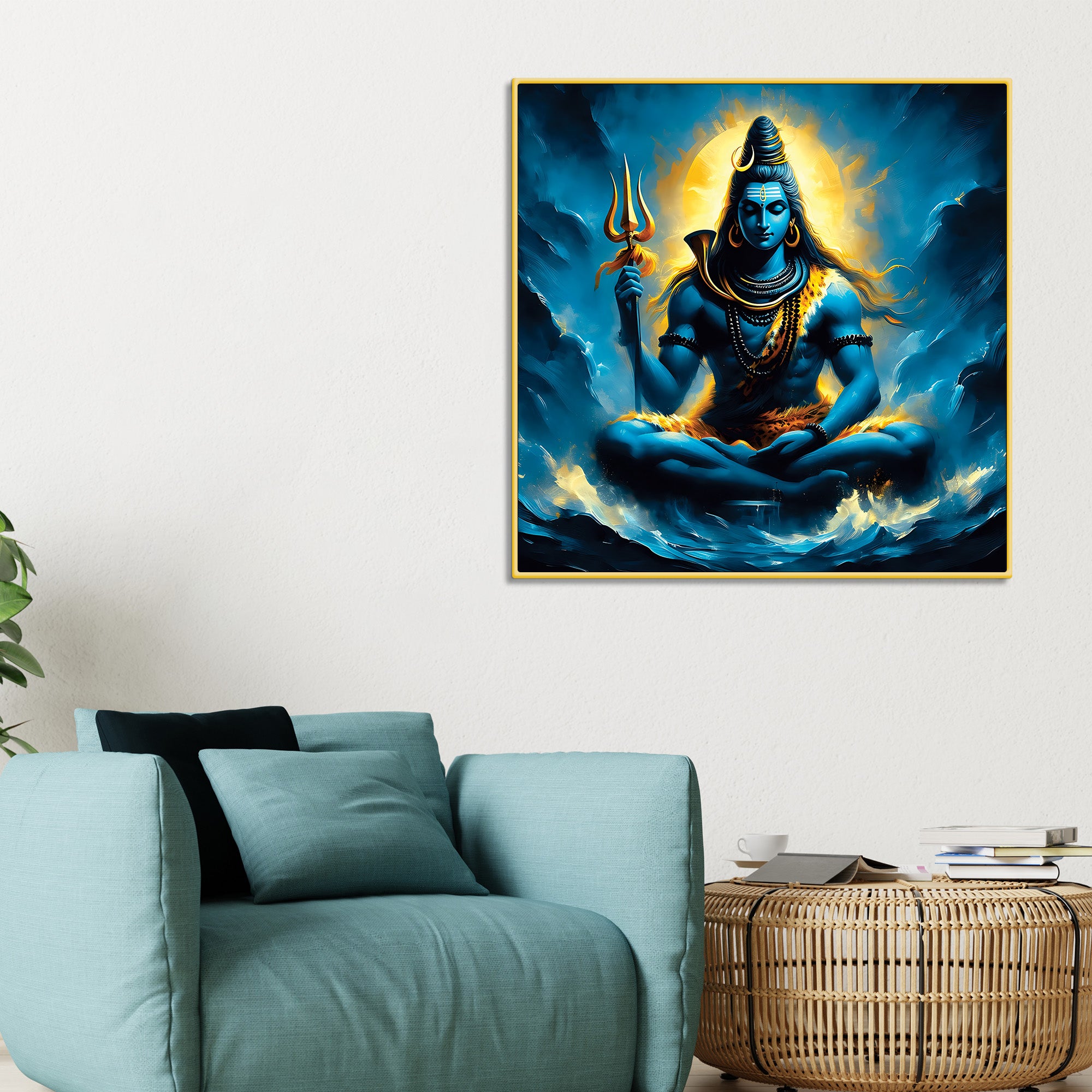 Shiv Shankar Spiritual Decor Modern Shiva Wall Painting