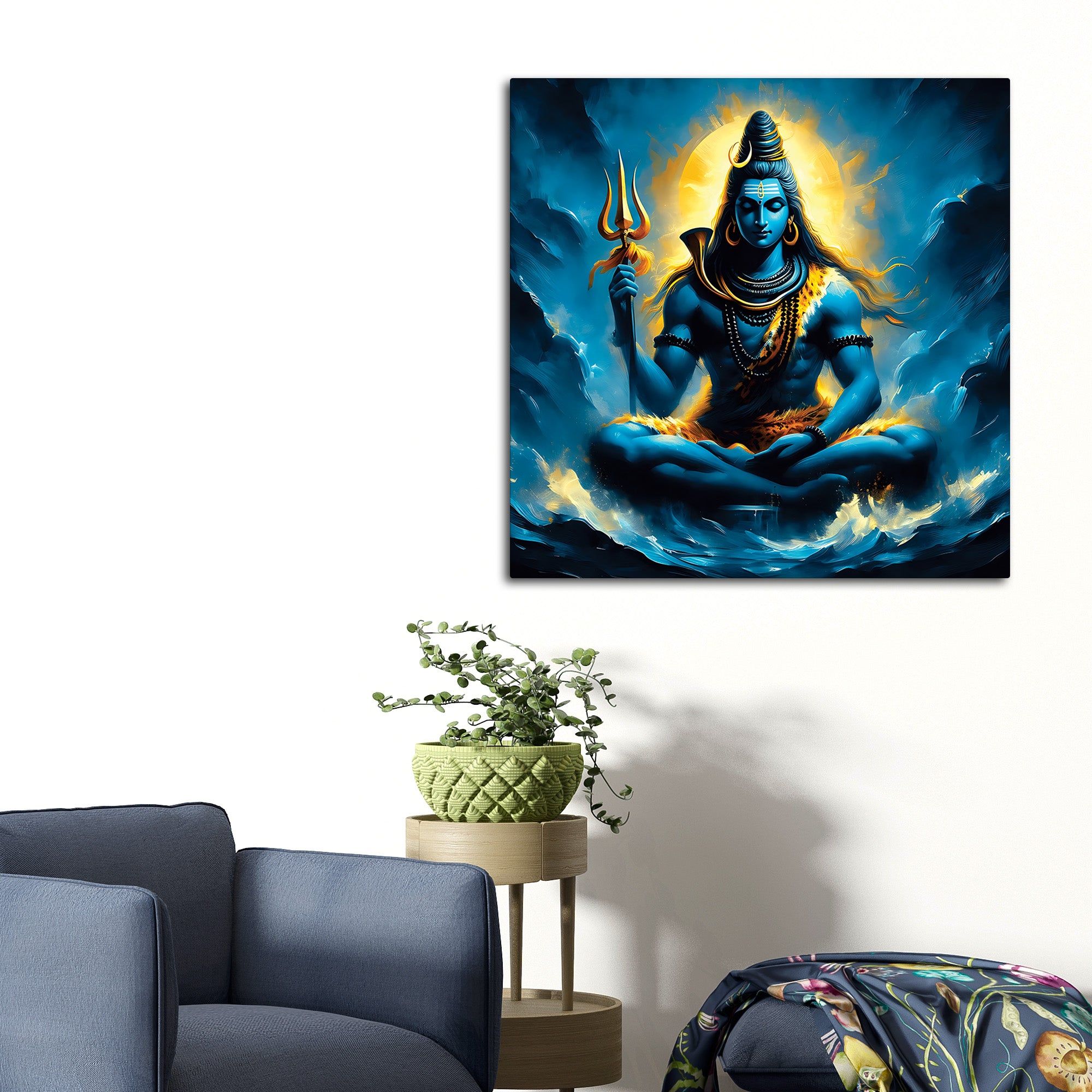 Shiv Shankar Spiritual Decor Modern Shiva Wall Painting