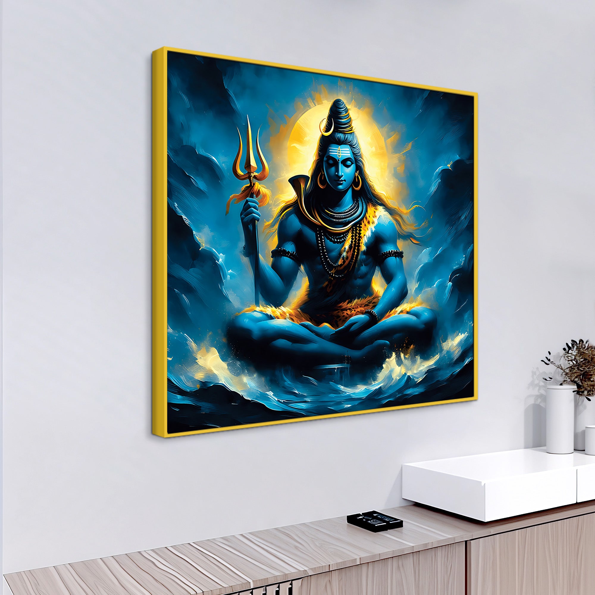 Shiv Shankar Spiritual Decor Modern Shiva Wall Painting