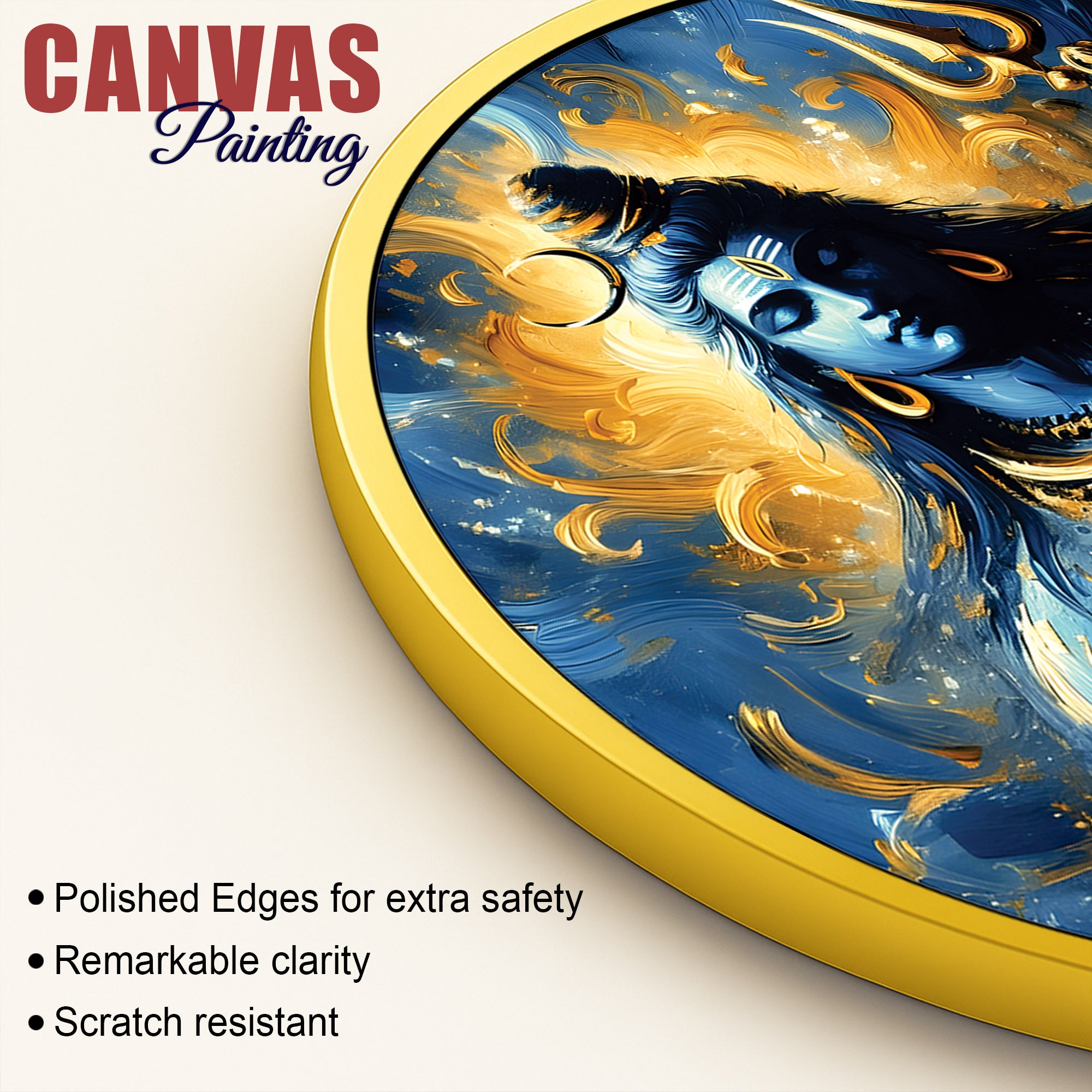 Shiv Shankar Wall Art Round Frame Painting Home & Pooja Room Decor