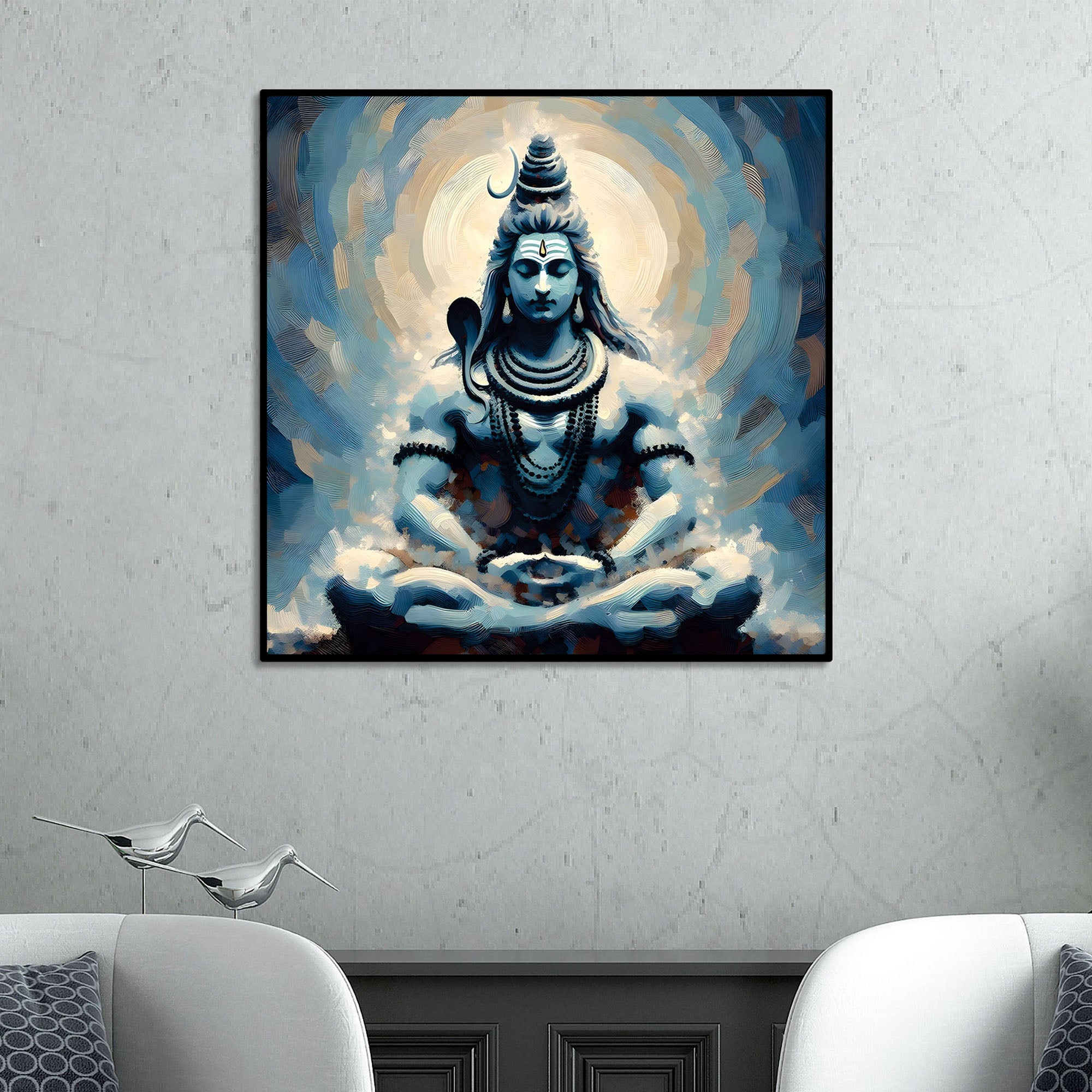 Shiv Shankar Wall Decor Painting Modern Spiritual Canvas Art
