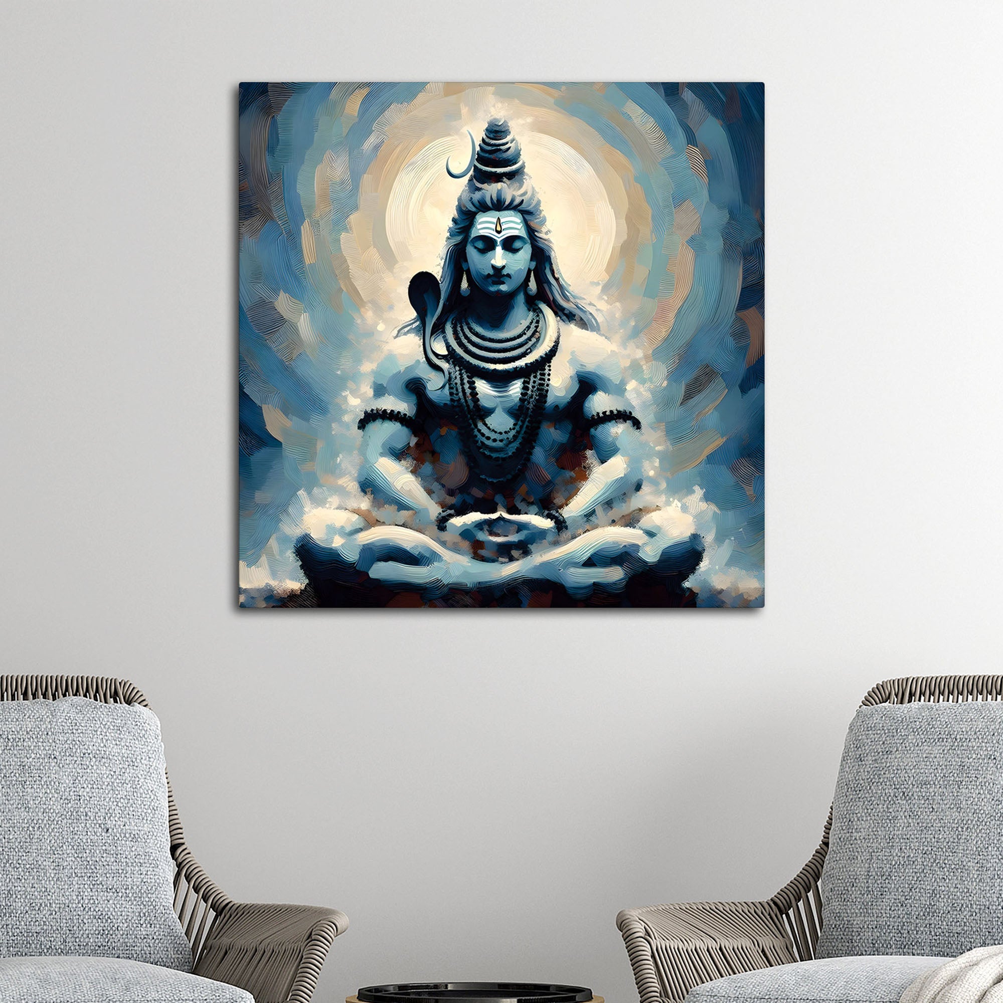 Shiv Shankar Wall Decor Painting Modern Spiritual Canvas Art