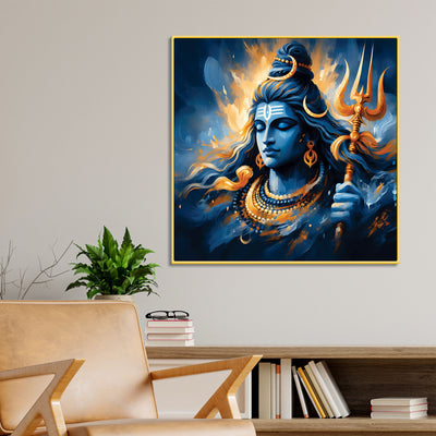 Shiva Meditation Wall Art Vibrant Mahadev Canvas Painting