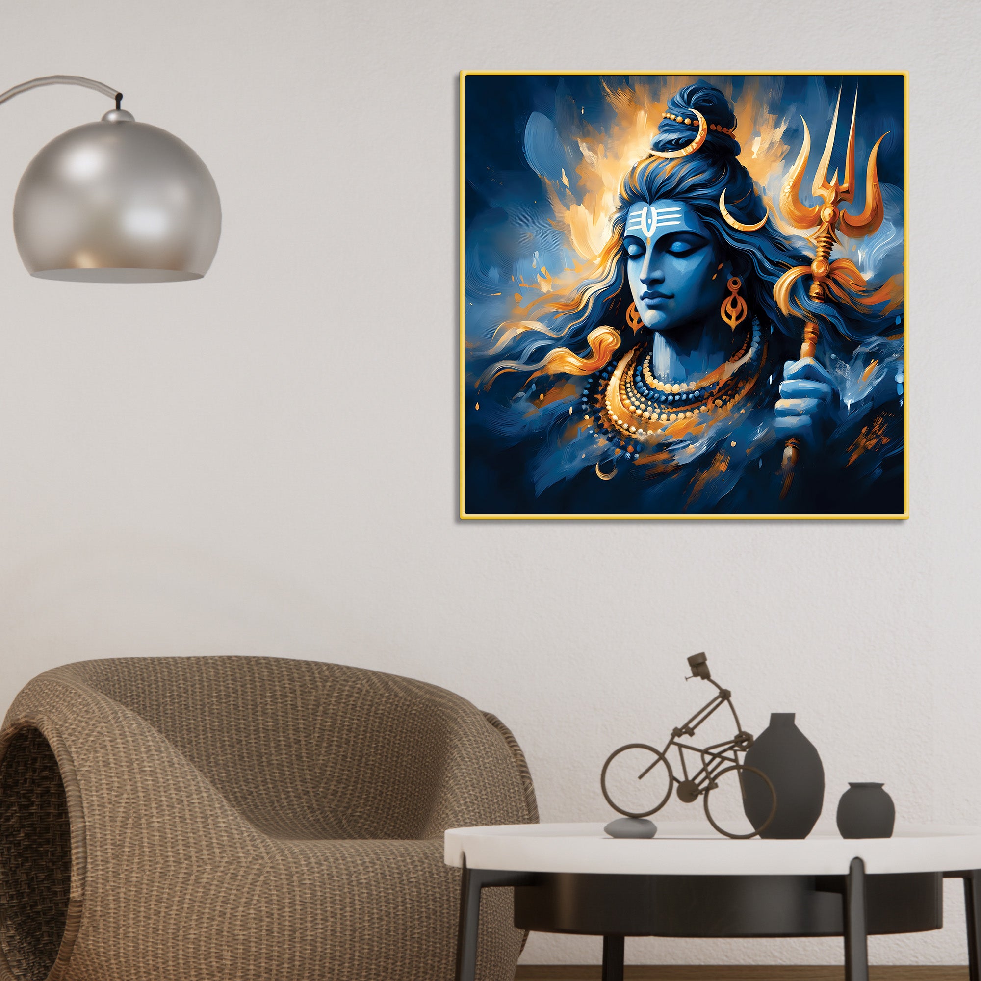 Shiva Meditation Wall Art Vibrant Mahadev Canvas Painting