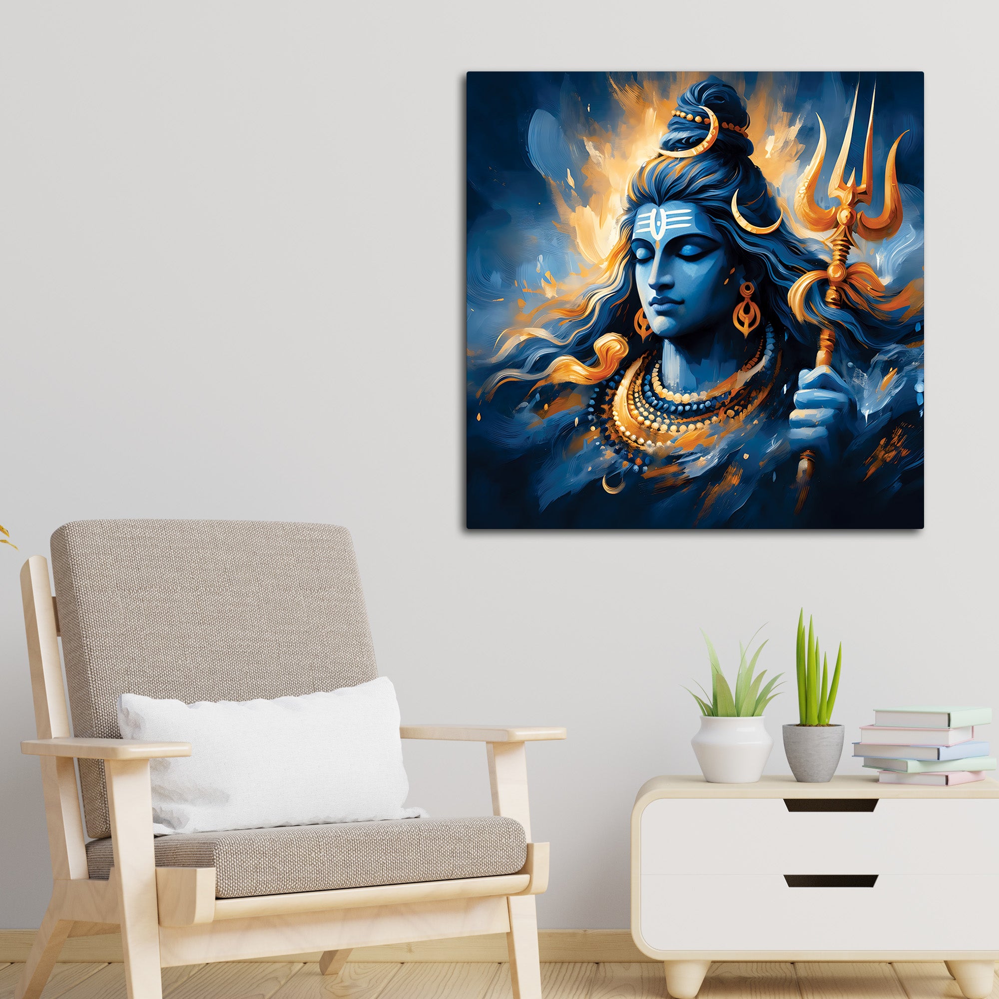 Shiva Meditation Wall Art Vibrant Mahadev Canvas Painting