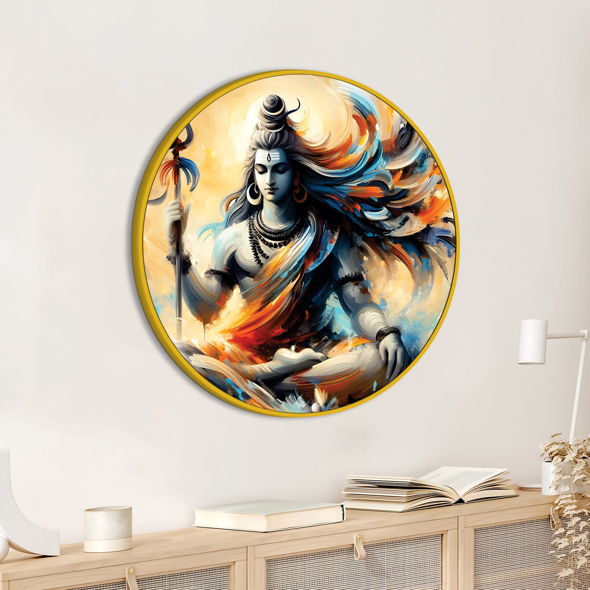 Shiva Round Artwork for Home Devotional Hindu Wall Painting
