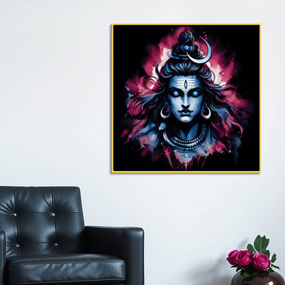 Shiva Spiritual Canvas Mahadev Home Decor Golden Frame Painting