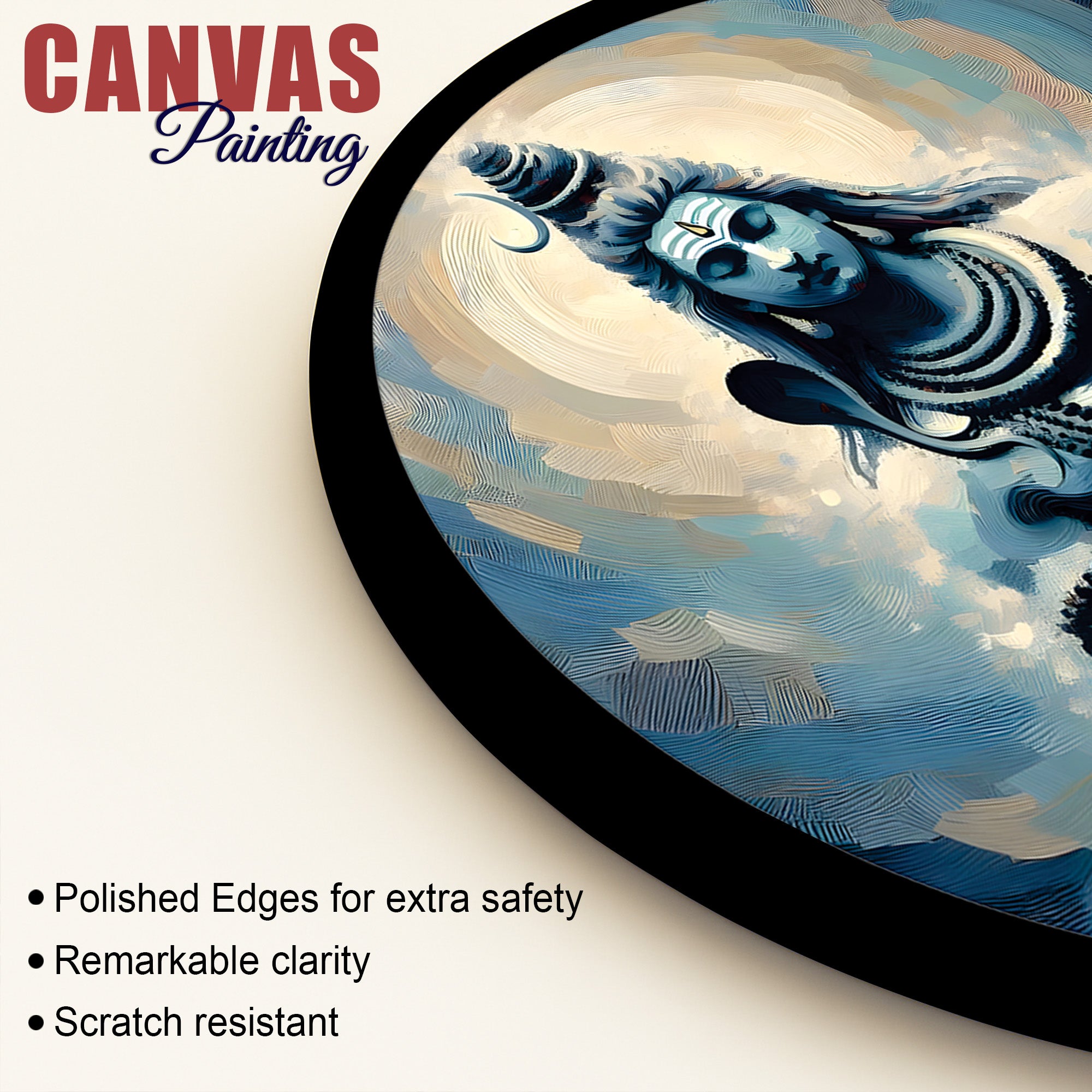 Shiva Trishul Round Wall Art Premium Spiritual Home Decorative Painting