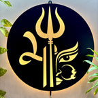 Shiva Trishul with Face LED Wall Decor Light for Temple and Wall Decor