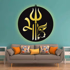 Shiva Trishul with Face LED Wall Decor Light for Temple and Wall Decor