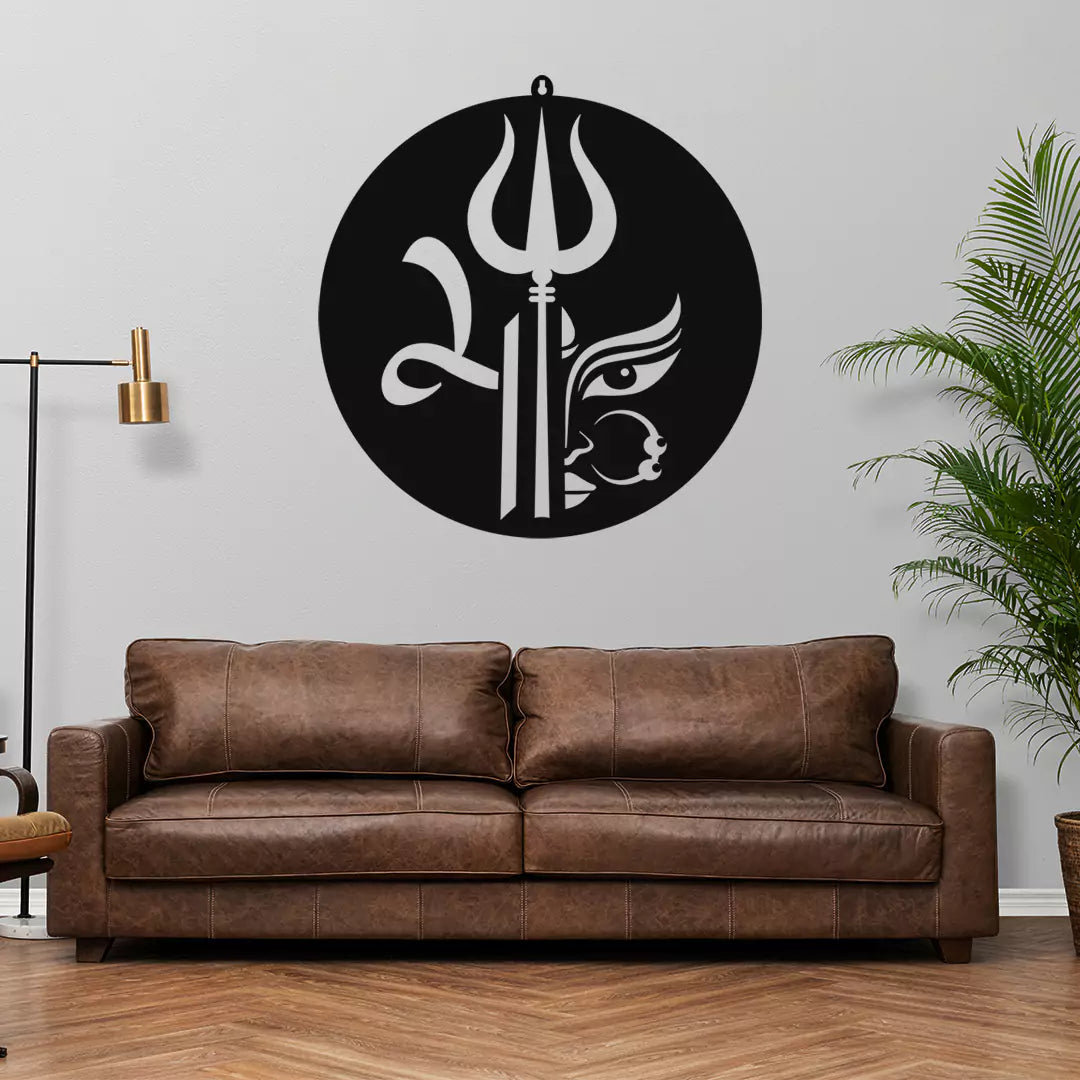 Shiva Trishul with Face LED Wall Decor Light for Temple and Wall Decor