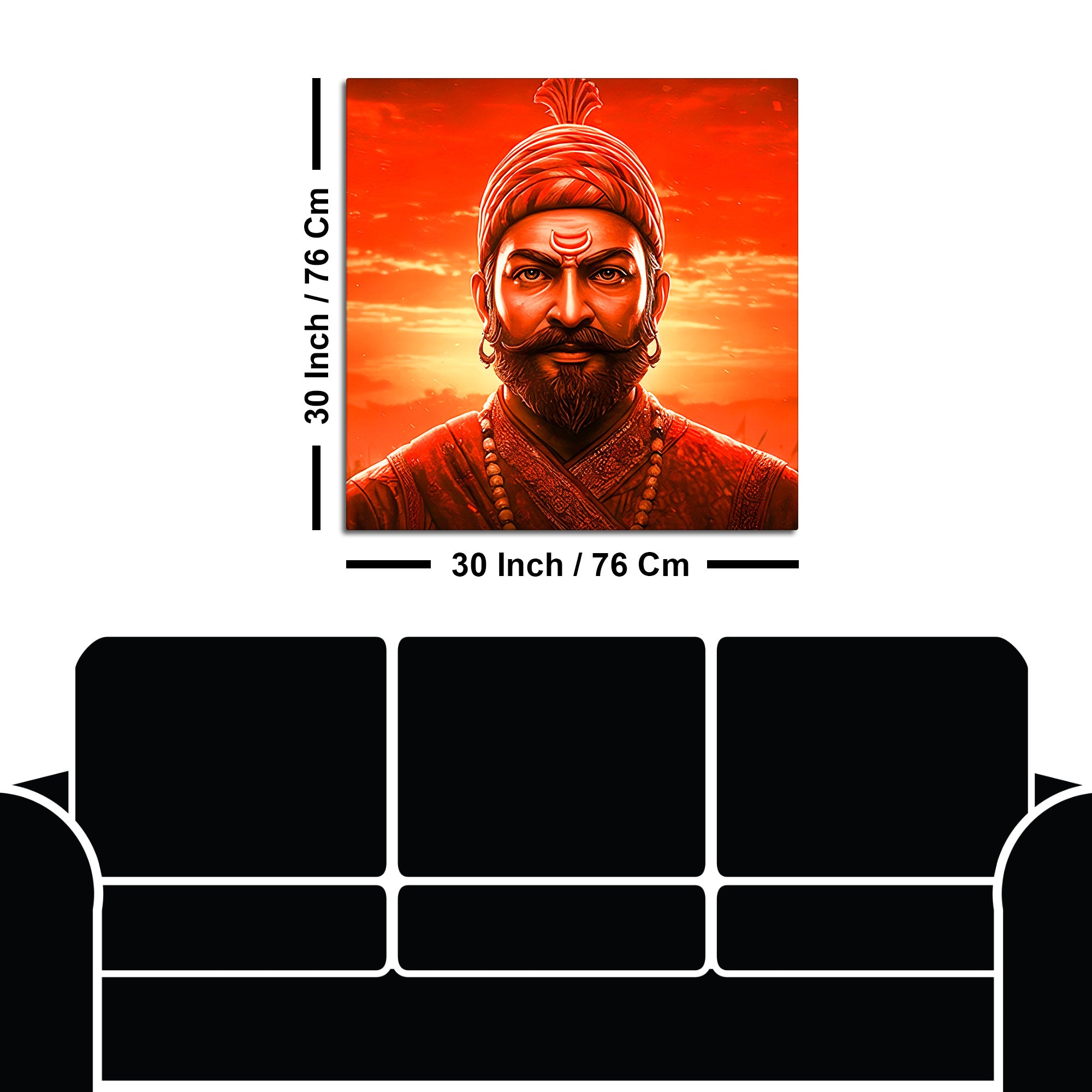 Shivaji Maharaj Bold Red Aura Warrior Canvas Wall Painting