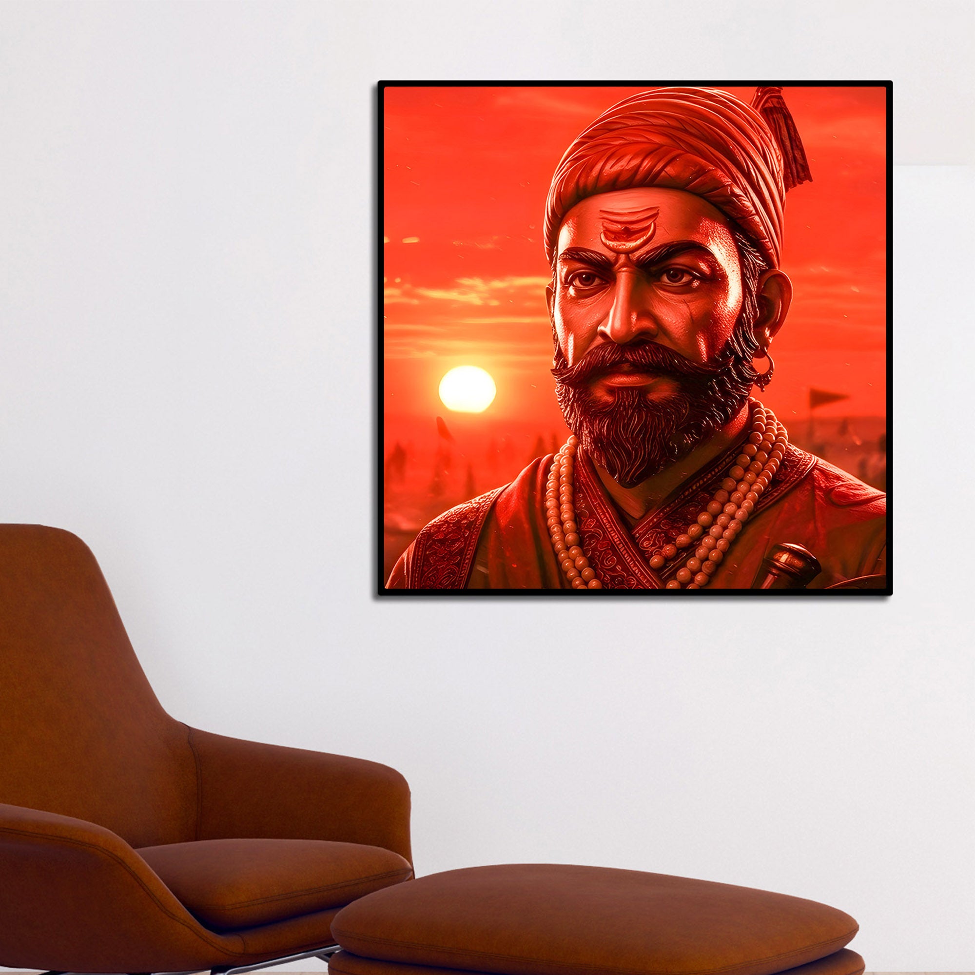 Shivaji Maharaj Fierce Maratha Warrior Wall Painting