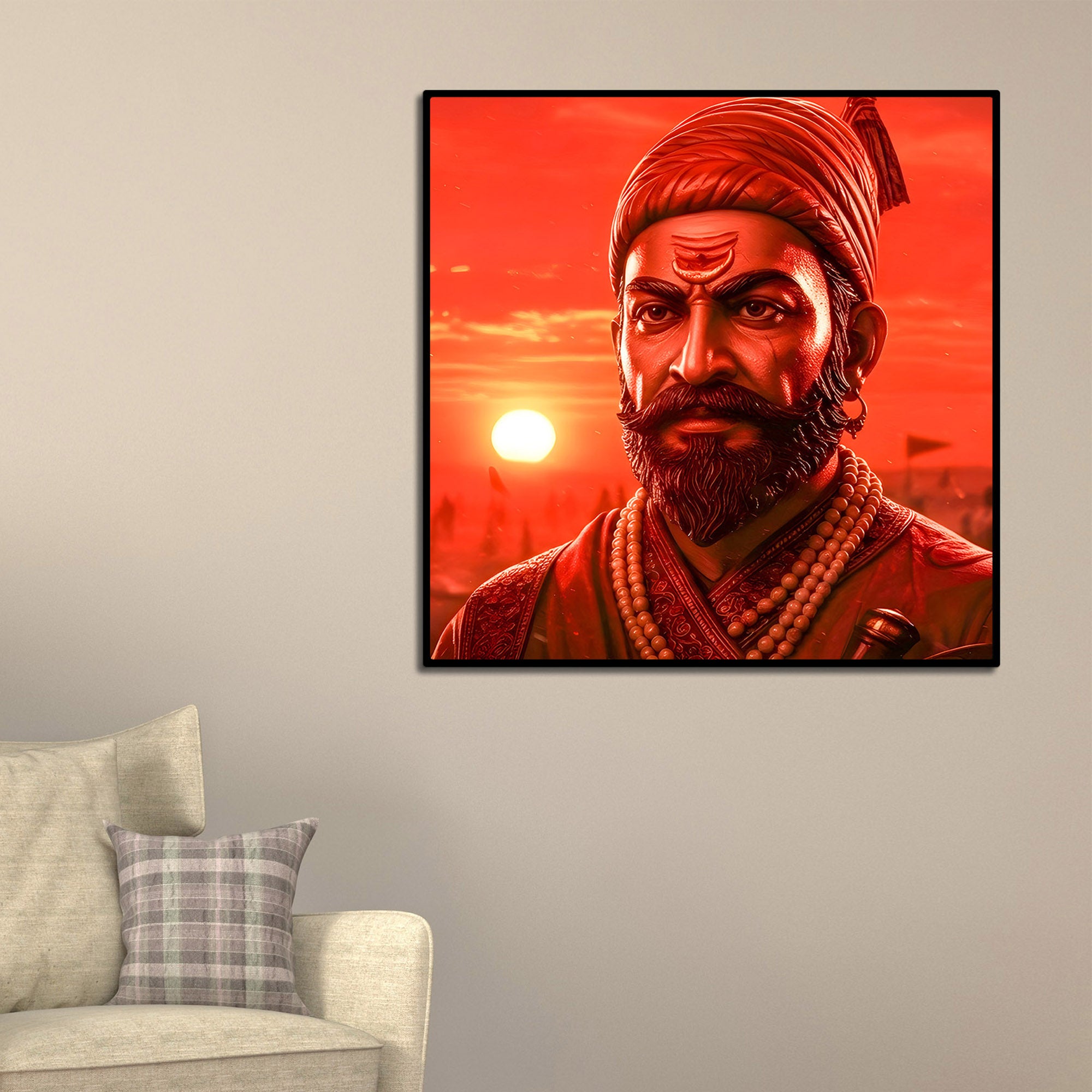 Shivaji Maharaj Fierce Maratha Warrior Wall Painting