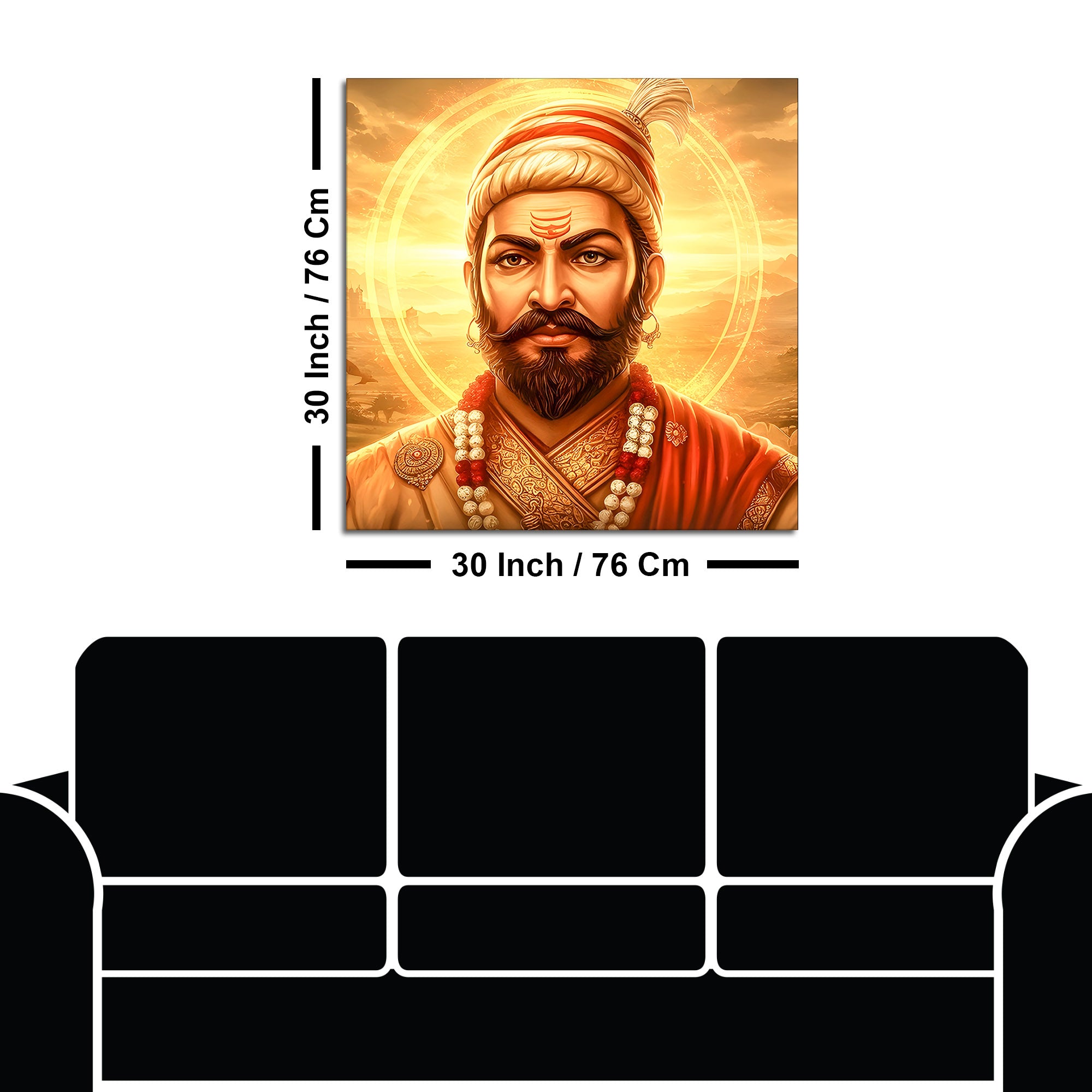 Shivaji Maharaj Majestic Golden Aura Canvas Wall Painting