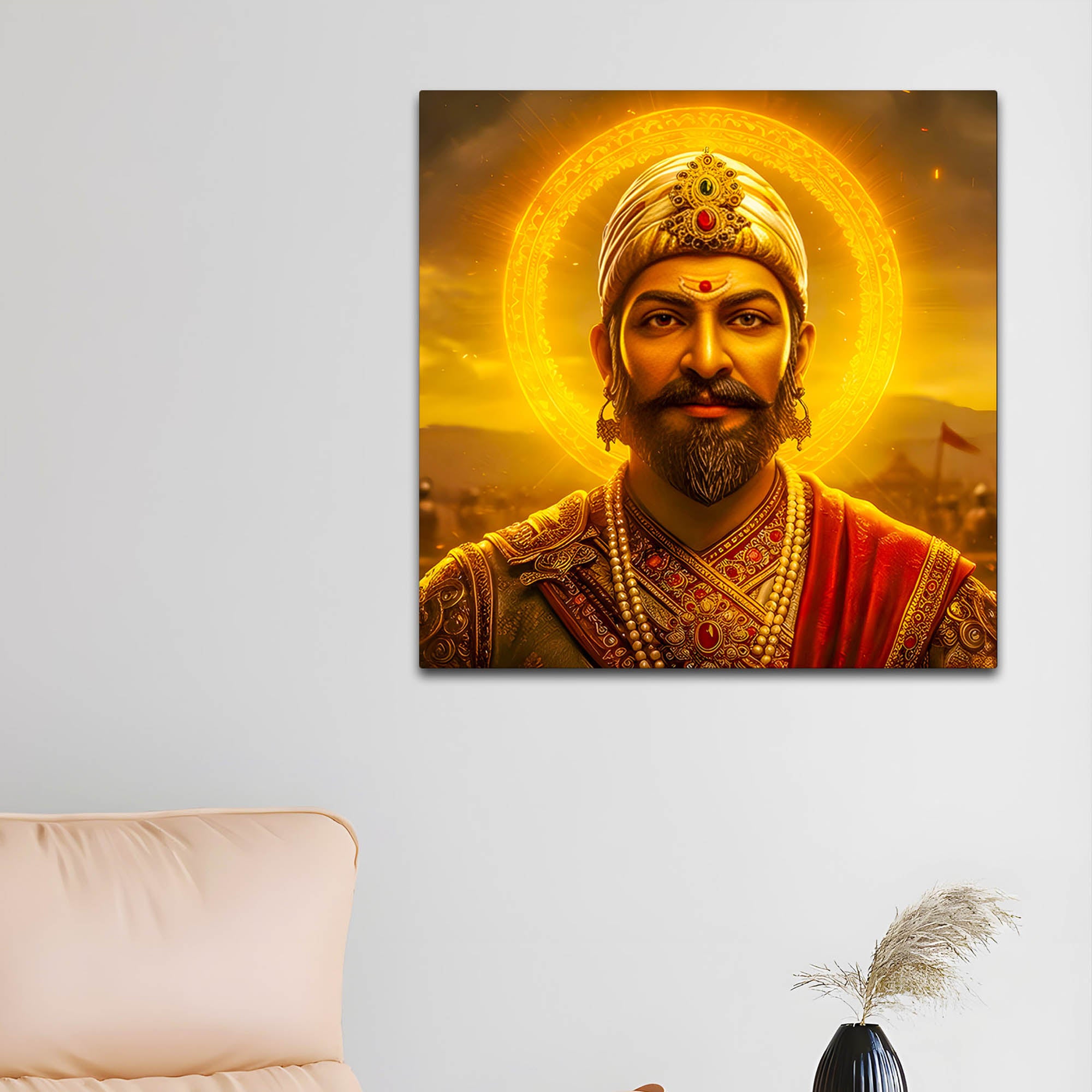 Shivaji Maharaj Maratha King Portrait Premium Wall Painting