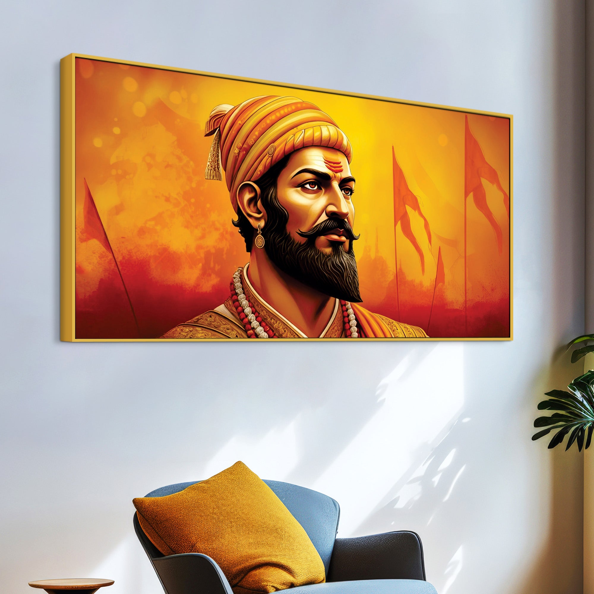 Shivaji Maharaj Warrior Portrait Canvas Wall Painting