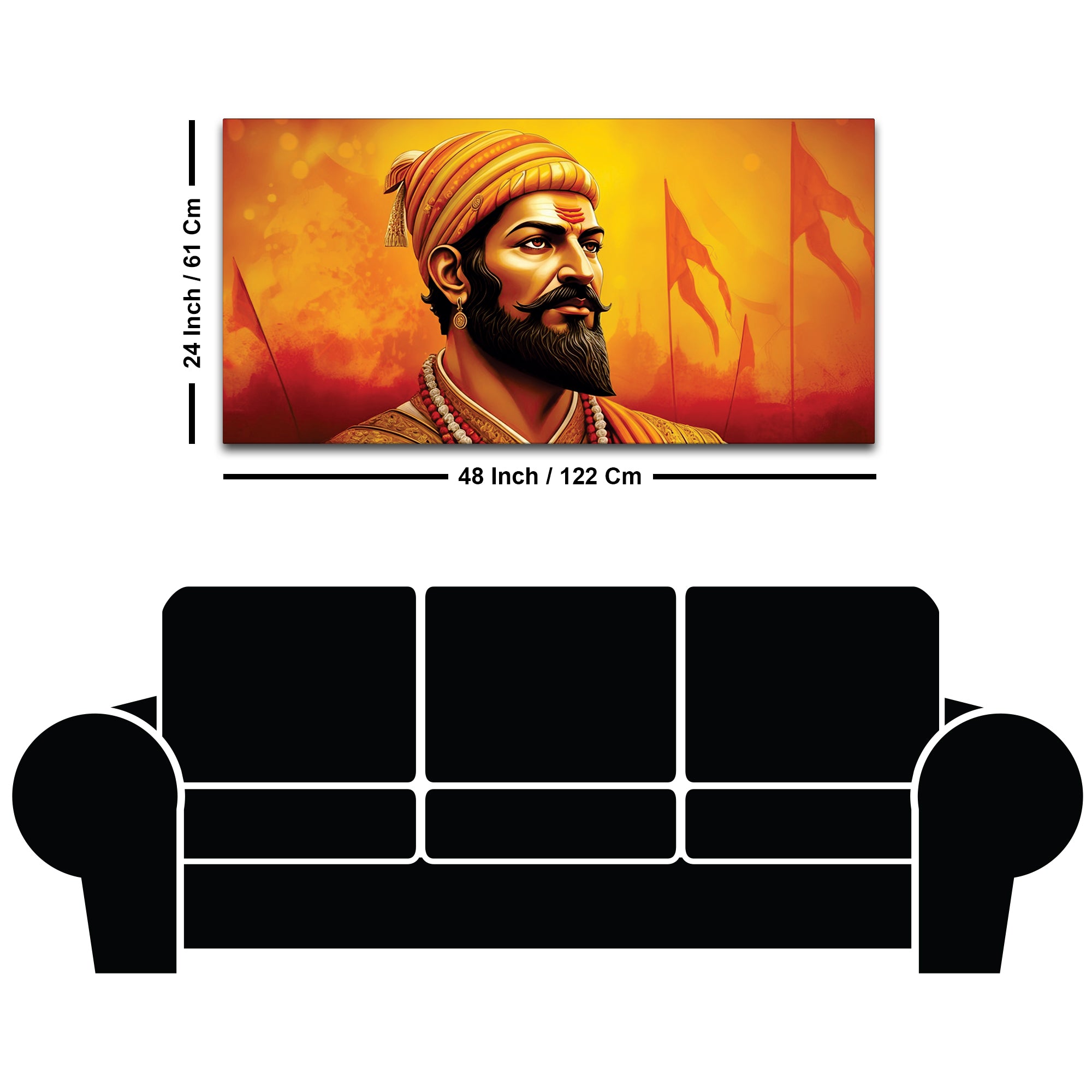 Shivaji Maharaj Warrior Portrait Canvas Wall Painting