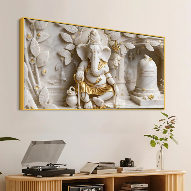 Shree Ganesha Peace and Prosperity 3D Canvas Wall Painting