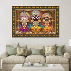 Shree Jagannath Deities Floral Border Canvas Wall Painting