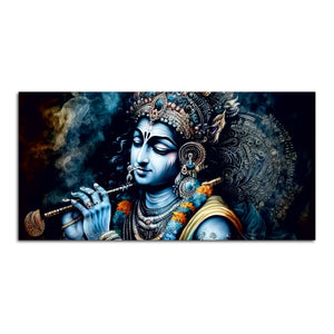 Shree Krishna Playing with Flute Canvas Wall Painting