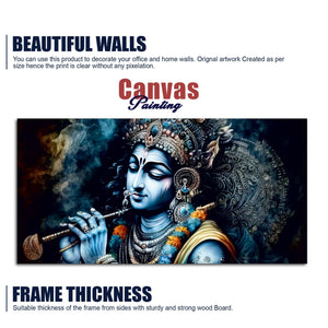 Shree Krishna Playing with Flute Canvas Wall Painting