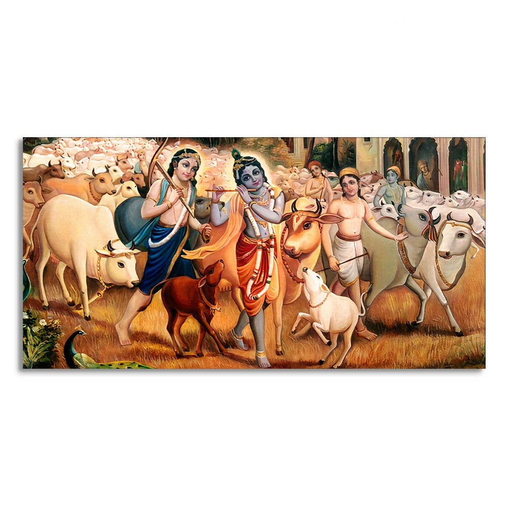 Shree Krishna with Balram Canvas Wall Painting