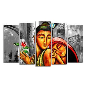 Shree Radha Krishna Canvas Wall Painting Set of Five