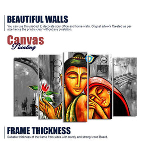 Shree Radha Krishna Canvas Wall Painting Set of Five