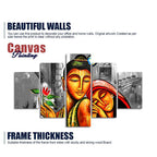 Shree Radha Krishna Canvas Wall Painting Set of Five Pieces