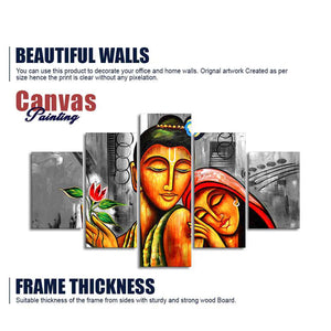 Shree Radha Krishna Canvas Wall Painting Set of Five Pieces