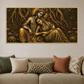 Shree Radha Krishna Divine Love Metallic Look 3D Canvas Wall Painting