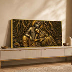 Shree Radha Krishna Divine Love Metallic Look 3D Canvas Wall Painting