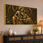 Shree Radha Krishna Divine Love Metallic Look 3D Canvas Wall Painting