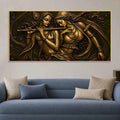 Shree Radha Krishna Divine Melody Metallic Look 3D Canvas Wall Painting