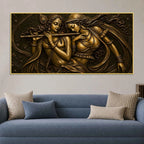 Shree Radha Krishna Divine Melody Metallic Look 3D Canvas Wall Painting