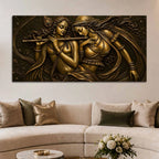 Shree Radha Krishna Divine Melody Metallic Look 3D Canvas Wall Painting