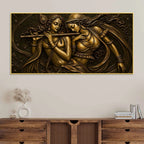 Shree Radha Krishna Divine Melody Metallic Look 3D Canvas Wall Painting