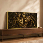 Shree Radha Krishna Divine Melody Metallic Look 3D Canvas Wall Painting