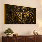 Shree Radha Krishna Divine Melody Metallic Look 3D Canvas Wall Painting