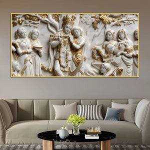 Shree Radha Krishna Divine Ras Leela 3D Canvas Wall Painting