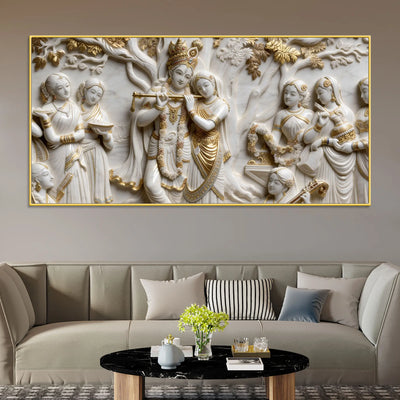 Shree Radha Krishna Divine Ras Leela 3D Canvas Wall Painting