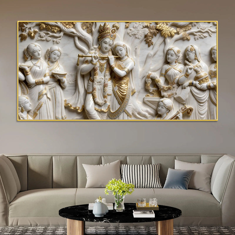 Shree Radha Krishna Divine Ras Leela 3D Canvas Wall Painting