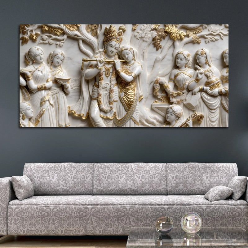 Shree Radha Krishna Divine Ras Leela 3D Canvas Wall Painting