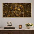Shree Radha Krishna Eternal Bond Metallic Look 3D Canvas Wall Painting