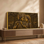 Shree Radha Krishna Eternal Bond Metallic Look 3D Canvas Wall Painting