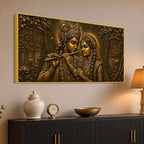 Shree Radha Krishna Eternal Bond Metallic Look 3D Canvas Wall Painting