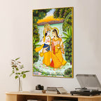 Shree Radha Krishna Riverside Walk Canvas Wall Painting