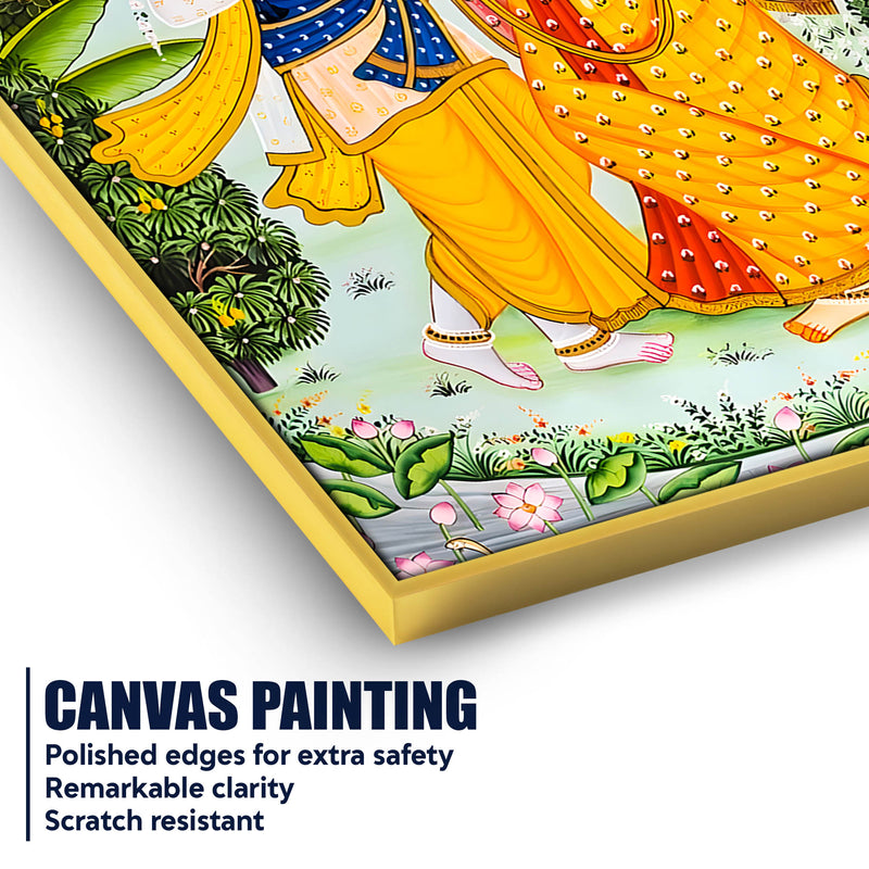 Shree Radha Krishna Riverside Walk Canvas Wall Painting
