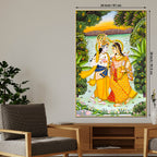 Shree Radha Krishna Riverside Walk Canvas Wall Painting